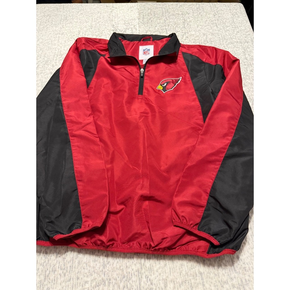 NFL Arizona Cardinals Mens 1/4 Zip Windbreaker Jacket Red Black Size L" NWT
